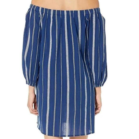 Lauren Ralph Lauren Cotton Off-the-Shoulder Cover-up Dress Blue White
Stripe M - Picture 6 of 10